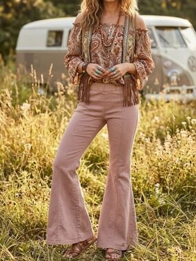 Mauve Hippie Pants Sz 12 Wide Bell Bottoms